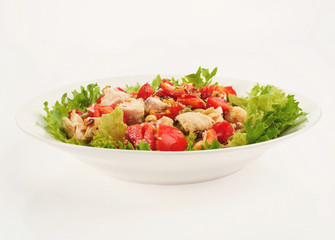 fresh salad with tomato salad and meat