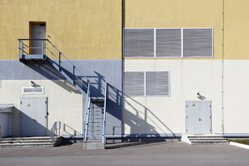 Stairs to the second floor of power plant, closed type