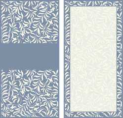 set of floral invitation cards in blue