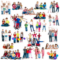 Fototapeta na wymiar different-aged funny children in groups