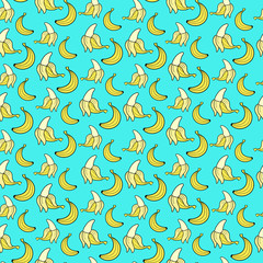 cartoon doodle banana seamless pattern background.