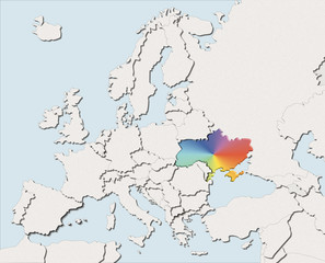 Mappa EU bianca e colore Ukraine