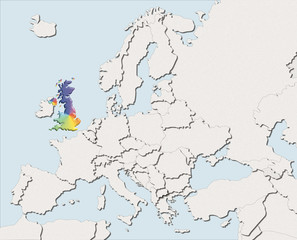 Mappa EU bianca e colore United Kingdom
