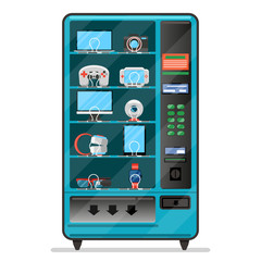 Vector vending machine with electronic devices, gadgets