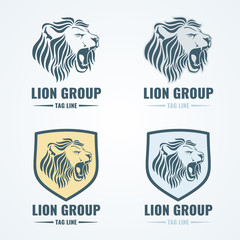 Lion logos, badges, emblems vector set