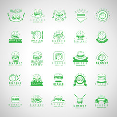 Burger Icons Set-Isolated On Gray Background-Vector Illustration,Graphic Design.Food Concept
