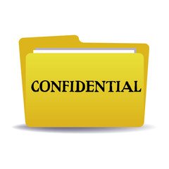 Isolated yellow folder with the text confidential written with black letters