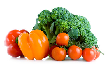 Fresh vegetables, broccoli, pepper and tomatoes