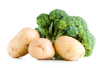 Fresh vegetables, broccoli and potatoes