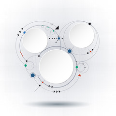 Vector illustration abstract molecules with 3D paper label- integrated circles and space for your content, business, infographic template, network and web design. Light gray color background