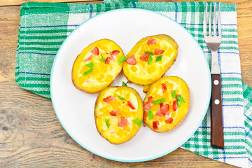 Potatoes Stuffed with Salami Sausage and Yellow Peppers