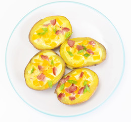 Potatoes Stuffed with Salami Sausage and Yellow Peppers