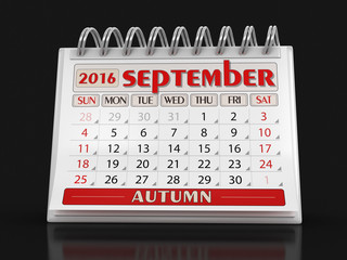 Calendar -  September 2016 (clipping path included)
