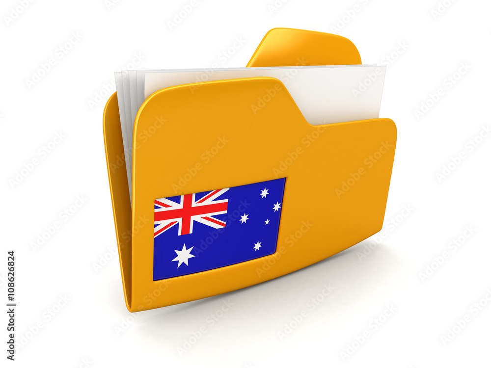 Poster folder and lists with australian flag. image with clipping path