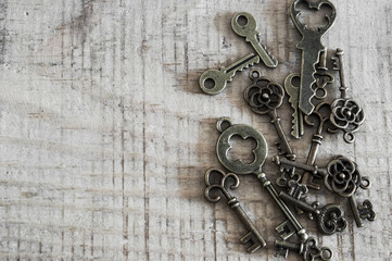 antique keys on vintage background