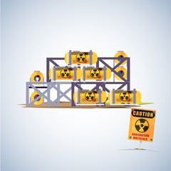 barrel of radioactive waste with warning sign - vector