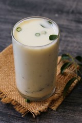 Spiced buttermilk, selective focus