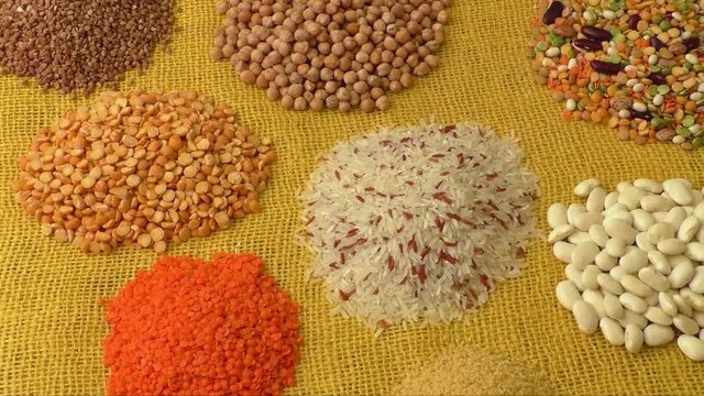 Various colorful dried legumes 
