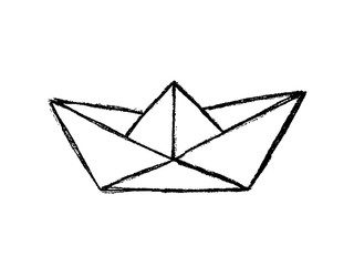 Paper boat sketch, hand drawn vector illustration