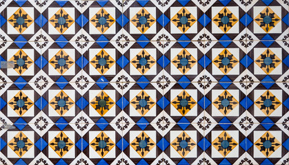 Panele Szklane  Tradycyjne portugalskie ozdobne płytki dekoracyjne azulejos. Vintage wzór. Abstrakcyjne tło.