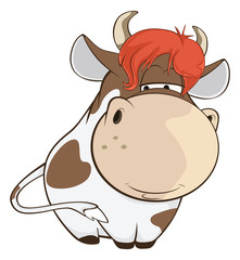 Illustration of a Cute Cow. Cartoon Character