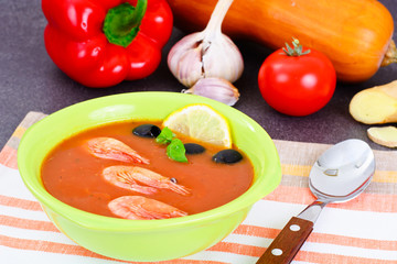 Tomato Soup with Shrimps Diet Food