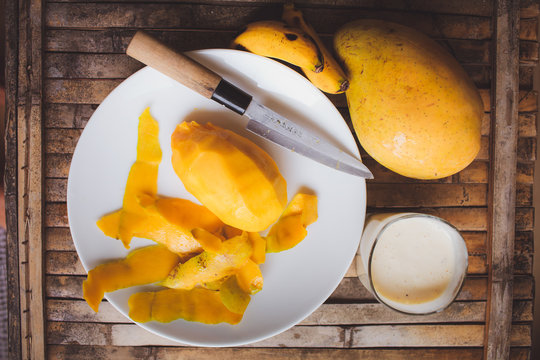 freshness fruit mango,  fresh shake milk