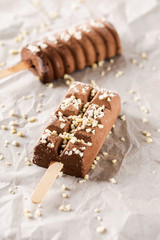 Chocolate ice cream on stick