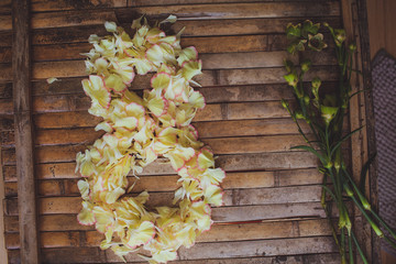 petals flowers form March  8  frame Women's Day postcard