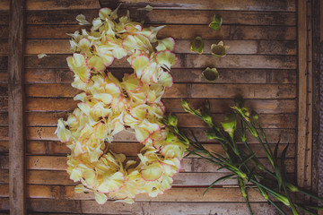 petals flowers form March  8  frame Women's Day postcard