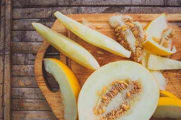 yellow melon Cantaloupe  slices