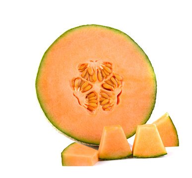 Cantalope melon on white background