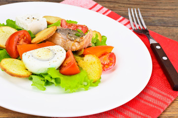 Salmon, Lettuce, Tomato and Sweet Pepper with Egg