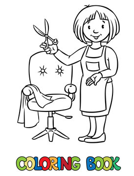Funny hairdresser. Coloring book. 