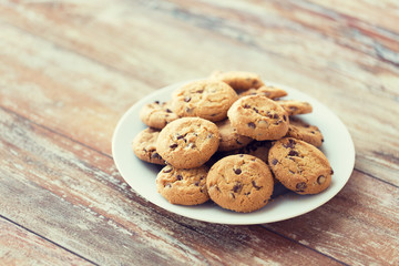 close up of chocolate oatmeal cookies on plate