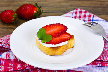 Bruschetta with Goat Cheese and Strawberry, Mint