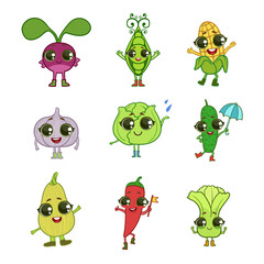 Vegetables Cartoon Characters Collection