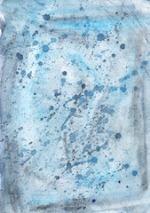 Abstract watercolor background with blots.Blue and grey colors