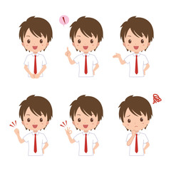 男の子　学生　イラスト　セット