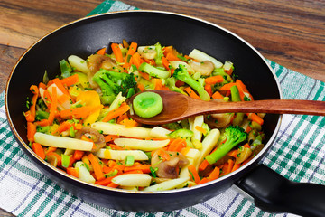 Steamed Vegetables Potatoes, Carrots, Onion and Mushrooms