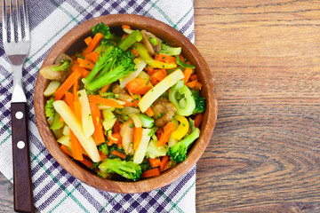 Steamed Vegetables Potatoes, Carrots, Onion and Mushrooms