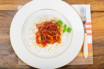 Rice with Canned Fish in Tomato Sauce