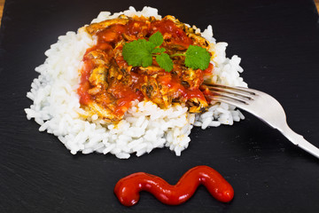Rice with Canned Fish in Tomato Sauce