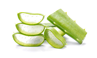 Aloe Vera , Aloe Vera cut pieces on white background.