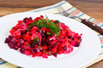 Healthy and Diet Food: Salad with Beets, Onions, Carrots - Vinai