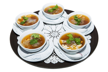 Chinese Royal sharks fin soup with crab and mushroom