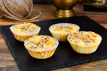 Fresh Cupcakes with Sunflower Seeds