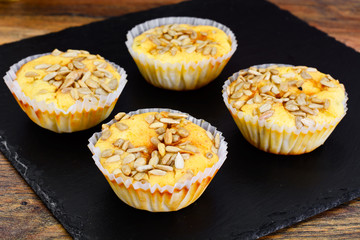 Fresh Cupcakes with Sunflower Seeds