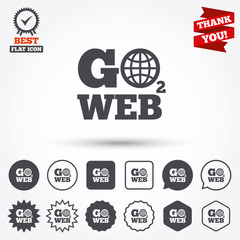 Go to Web icon. Internet access symbol.