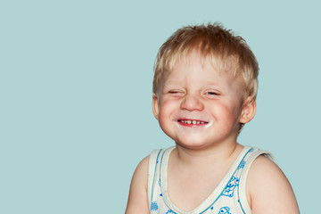 Funny baby grimaces.